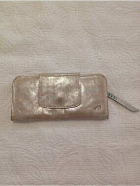 Velez Shimmering Gold Wallet With Multiple Card Slots & Snap Closure